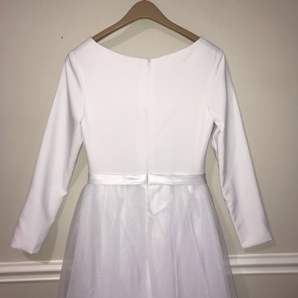 White longsleeve wedding dress a line - Picture 4 of 8